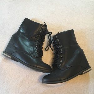 Black wedge combat boots sz. 6